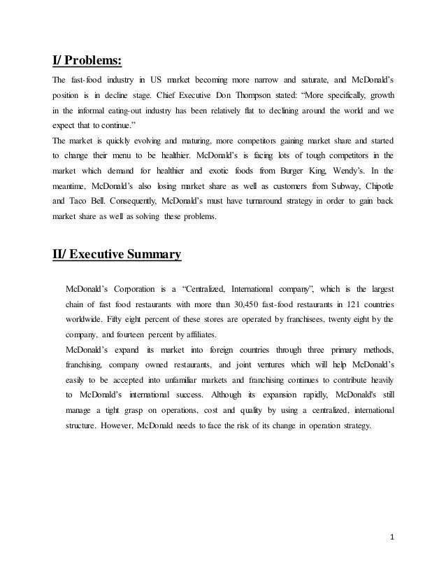 Mcdonalds case study problem statement mcdonald case study pdf